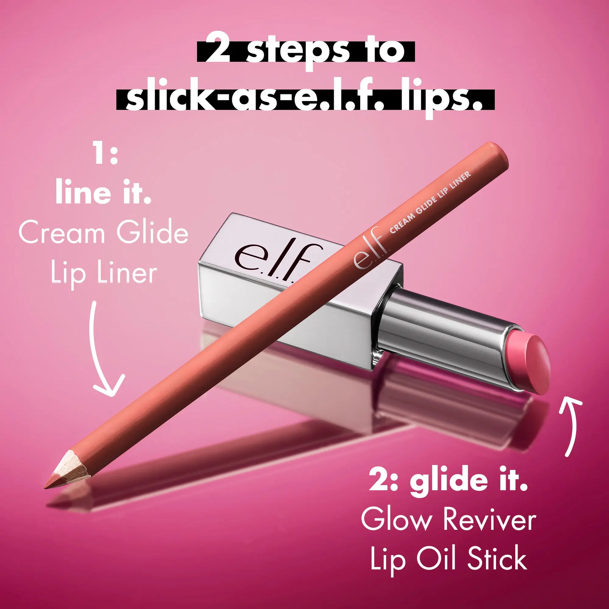 E.L.F. Glow up Lip Trio - 3-Piece Set for Day to Night Look in Rose Beige or Black Cherry Shades - Lipgloss, Lipstick