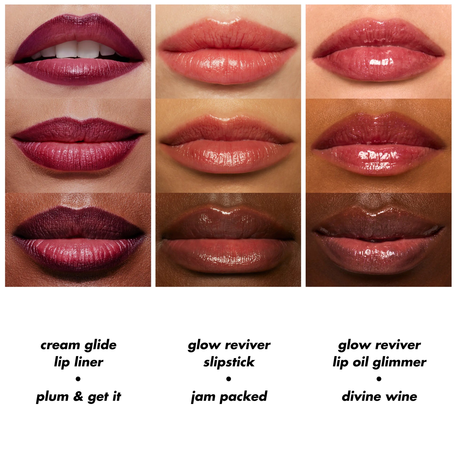 E.L.F. Glow up Lip Trio - 3-Piece Set for Day to Night Look in Rose Beige or Black Cherry Shades - Lipgloss, Lipstick