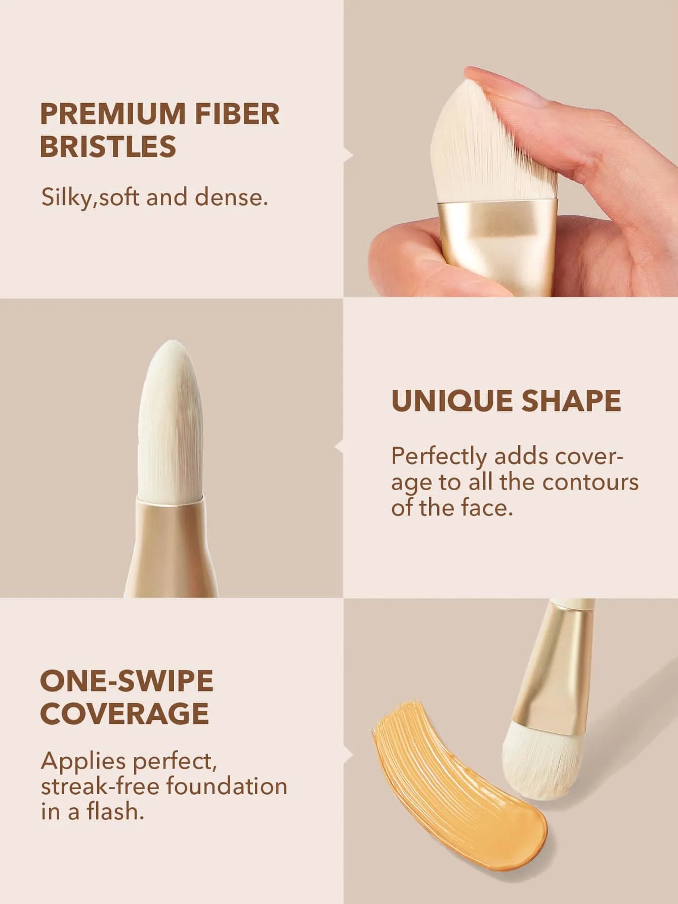 SHEGLAM Foundation Brush Synthetic Dense Soft Bristles Founsation Brush Professional Makeup Brush Liquid Cream Balm Blending Fac