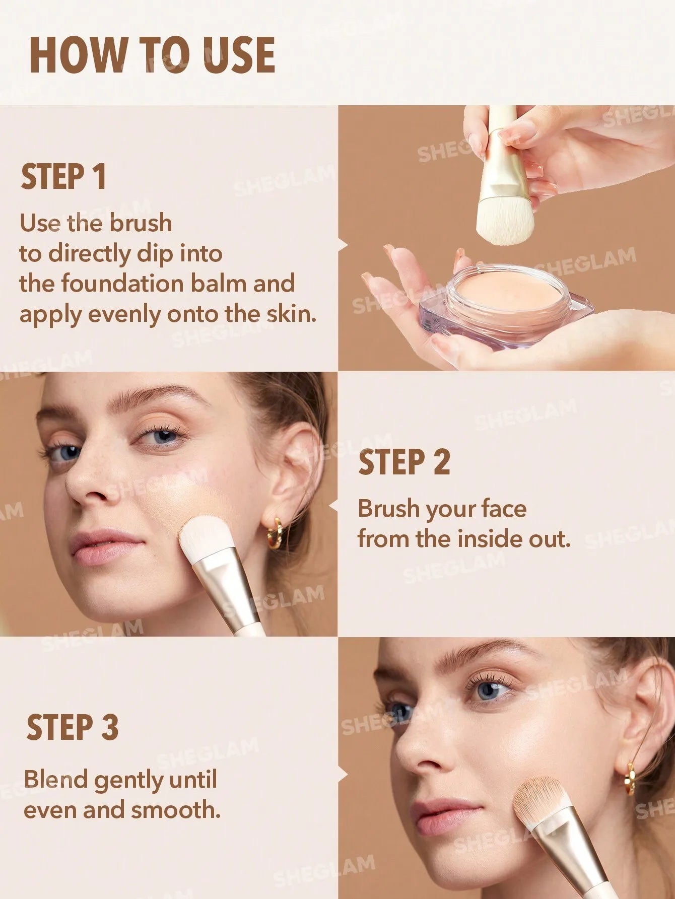SHEGLAM Foundation Brush Synthetic Dense Soft Bristles Founsation Brush Professional Makeup Brush Liquid Cream Balm Blending Fac
